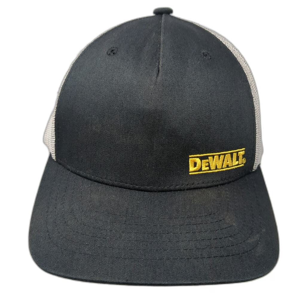 DeWalt Trucker Hat Black One Size Gray Mesh Back Snapback Logo Workwear Tools